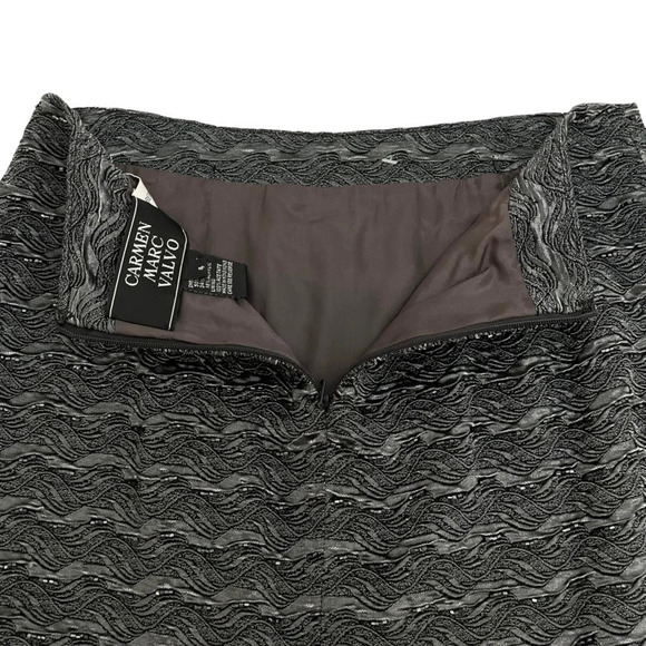 Carmen Marc Valvo Beaded Pencil Skirt Grey textured high waisted Luxury Size 4 - Picture 4 of 8
